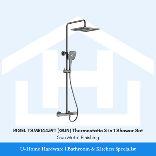 Shower set with shower head and handheld shower  

RIGEL TSME14459T (GUN) Thermostatic 3 in 1 Rain Shower Set