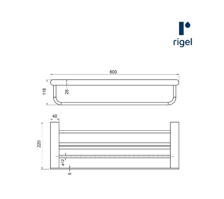 dimensions of RIGEL Towel Rack R-TS2215-BrCu.