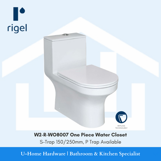 RIGEL W2-R-WO8007 One Piece Water Closet (Alchemy Series) bathroom water closet toilet bowl rimless technology