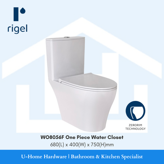 Rigel WO8056F Premium Water Closet | PUB 3-Tick Certified WhirlWash Technology | Singapore HDB-Approved Bathroom Fixture 680x400x750mm | Zero Rim Design for BTO/Resale/EC/Condo | Universal Height Toilet with S-Trap P-Trap Options | Modern Dual Flush 6L/3.5L System | Trusted Singapore Sanitary Brand | PUB Water Efficient Home Certification | NEA-Compliant Eco-Friendly Design | Vitreous China Grade A Quality | Smart Home Renovation Choice | Professional IDs' Recommended Brand | Easy Maintenance Zero Rim Techn