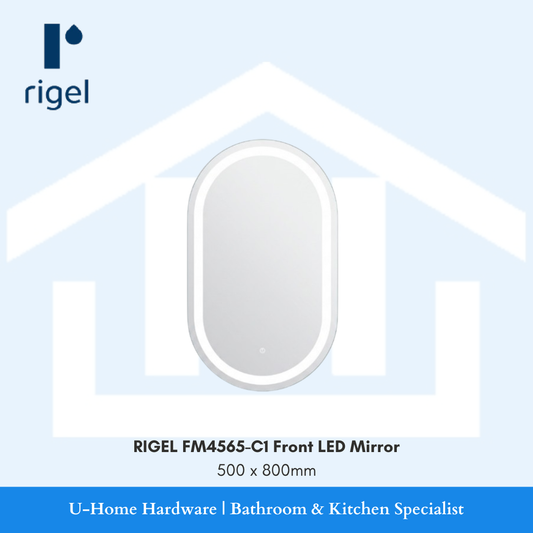 Rigel FM4565 C1 500x800mm front LED illuminated oval mirror for Singapore bathrooms.