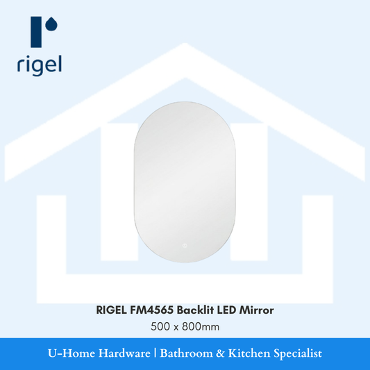 Rigel FM4565 500x800mm backlit LED oval wall mirror for Singapore bathrooms