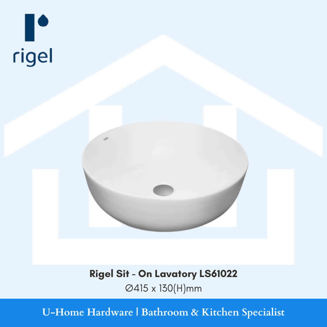 Top view of the Rigel LS61022 white vitreous china sit-on lavatory showing its elegant oval silhouette