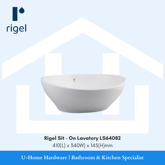White sink with Rigel branding