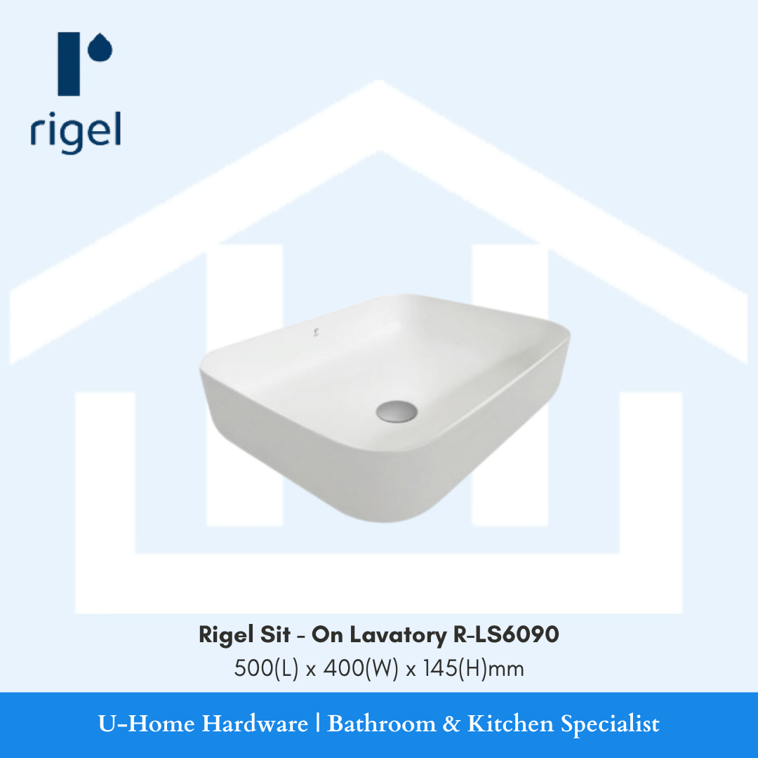 White sink with Rigel branding