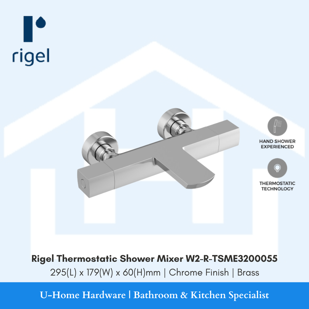 Rigel thermostatic shower mixer with product details