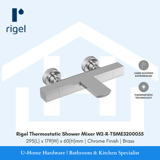 Rigel thermostatic shower mixer with product details