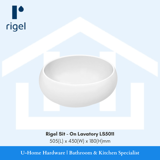 Close-up of the smooth, high-gloss white finish on the Rigel LS5011 ceramic wash basin.