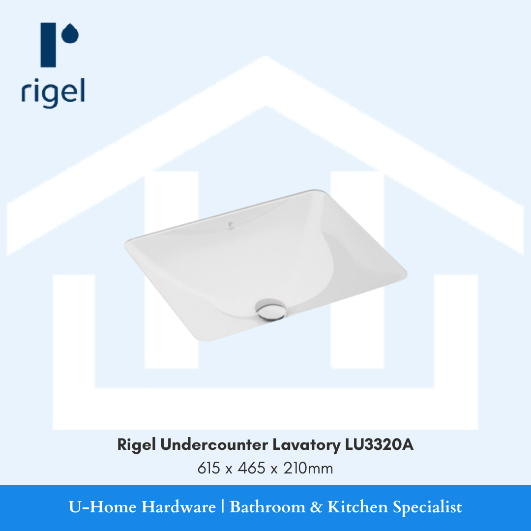 Side angle view of the RIGEL LU3320A undercounter basin, highlighting the deep 210mm bowl and the smooth, professional-grade vitreous china construction.