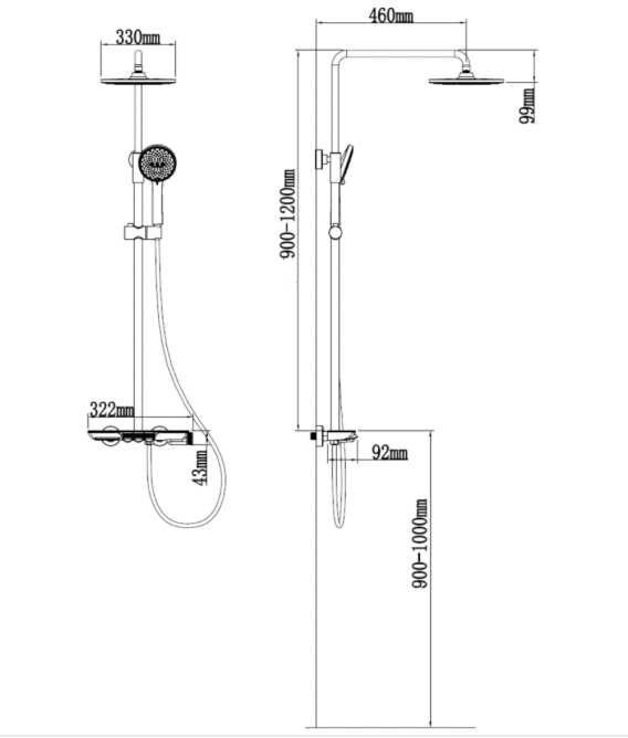 AALTO RAIN-SHOWER MIXER 3507GM Rain Shower Set (Gun Metal Finishing)