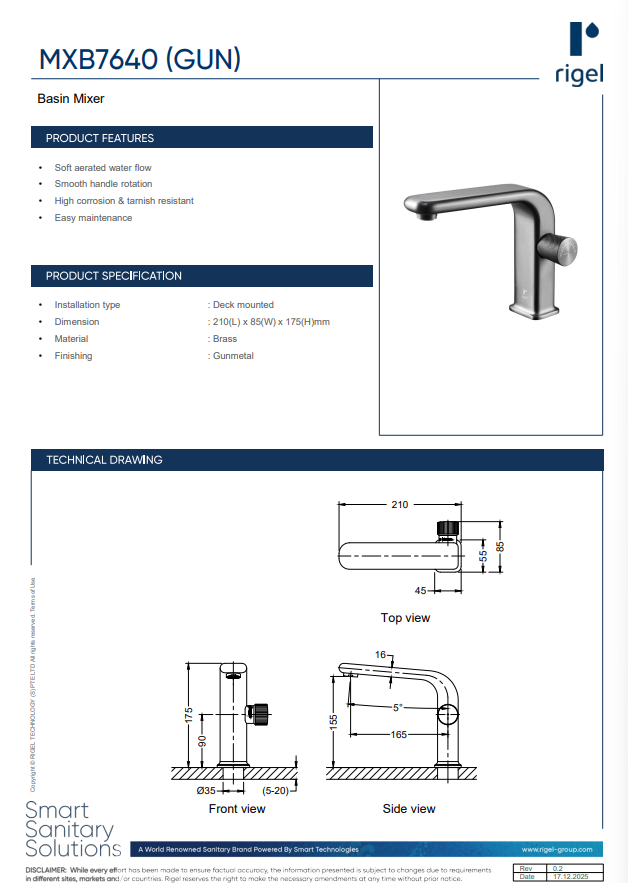 RIGEL Basin Mixer W2-R-MXB7640