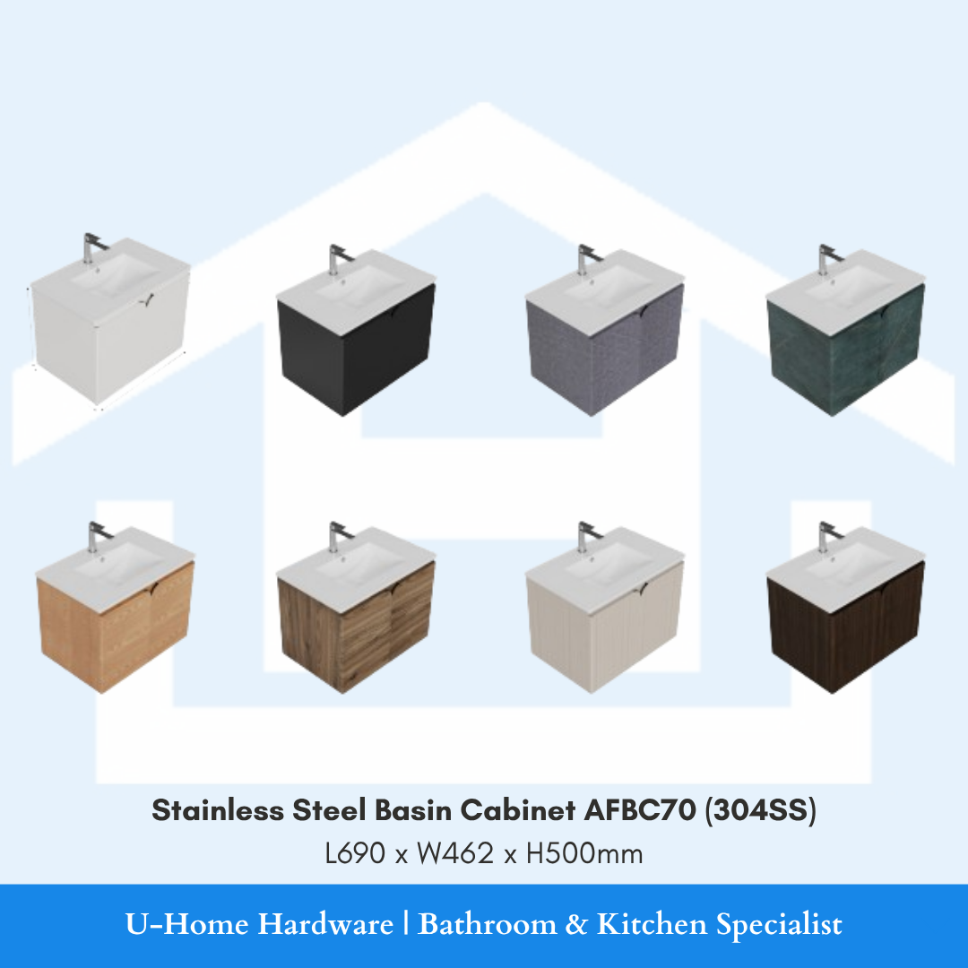 Collection of stainless steel basin cabinets in various colors for Stainless Steel Basin Cabinet AFBC70 (304SS)