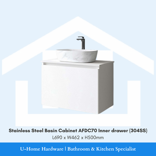 Front view of the AFDC70 304SS 70cm basin cabinet