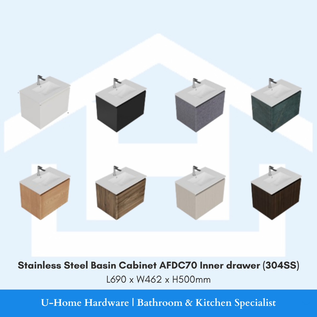 Stainless Steel Basin Cabinet AFDC70 Inner drawer (304SS) availble colours