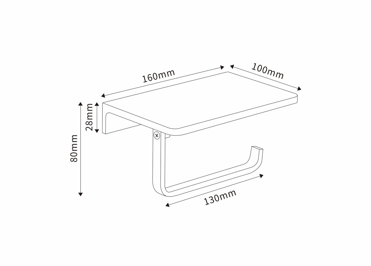 TOILET PAPER HOLDER 1103MG AALTO technical drawing and measurement