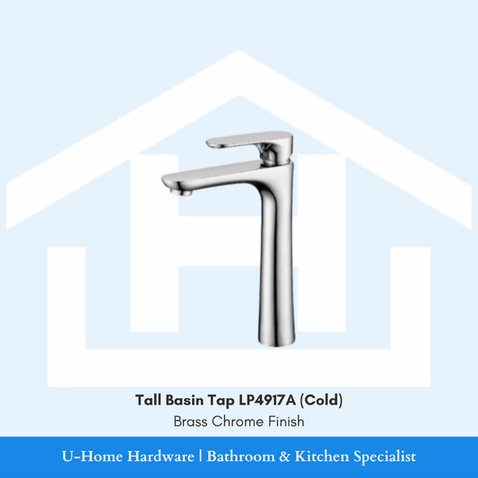 LP4917A extra-tall basin cold tap in a polished chrome finish