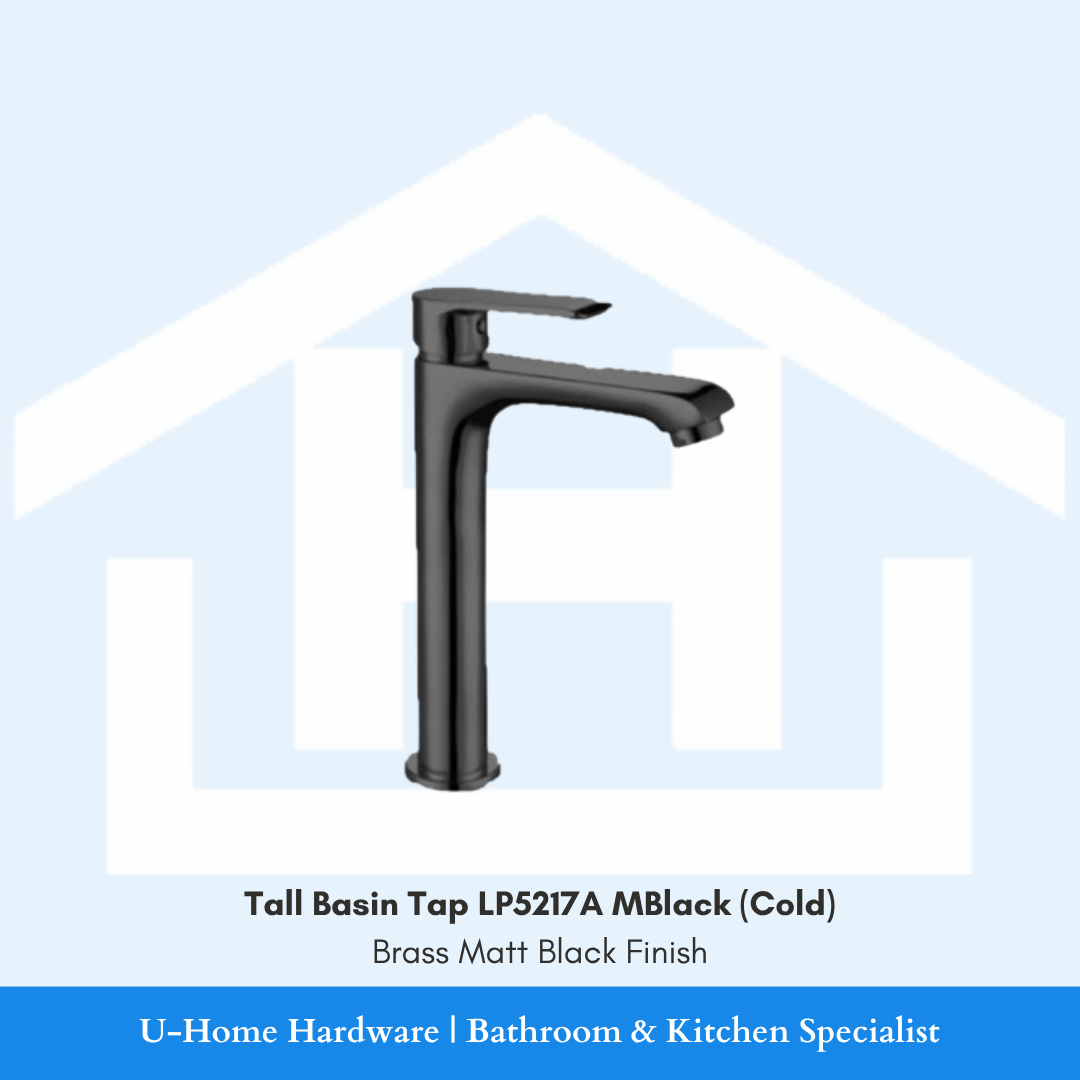  professional product shot of a 165mm basin tap featuring a sophisticated, non-reflective Brass Matt Black finish and a sleek cylindrical body