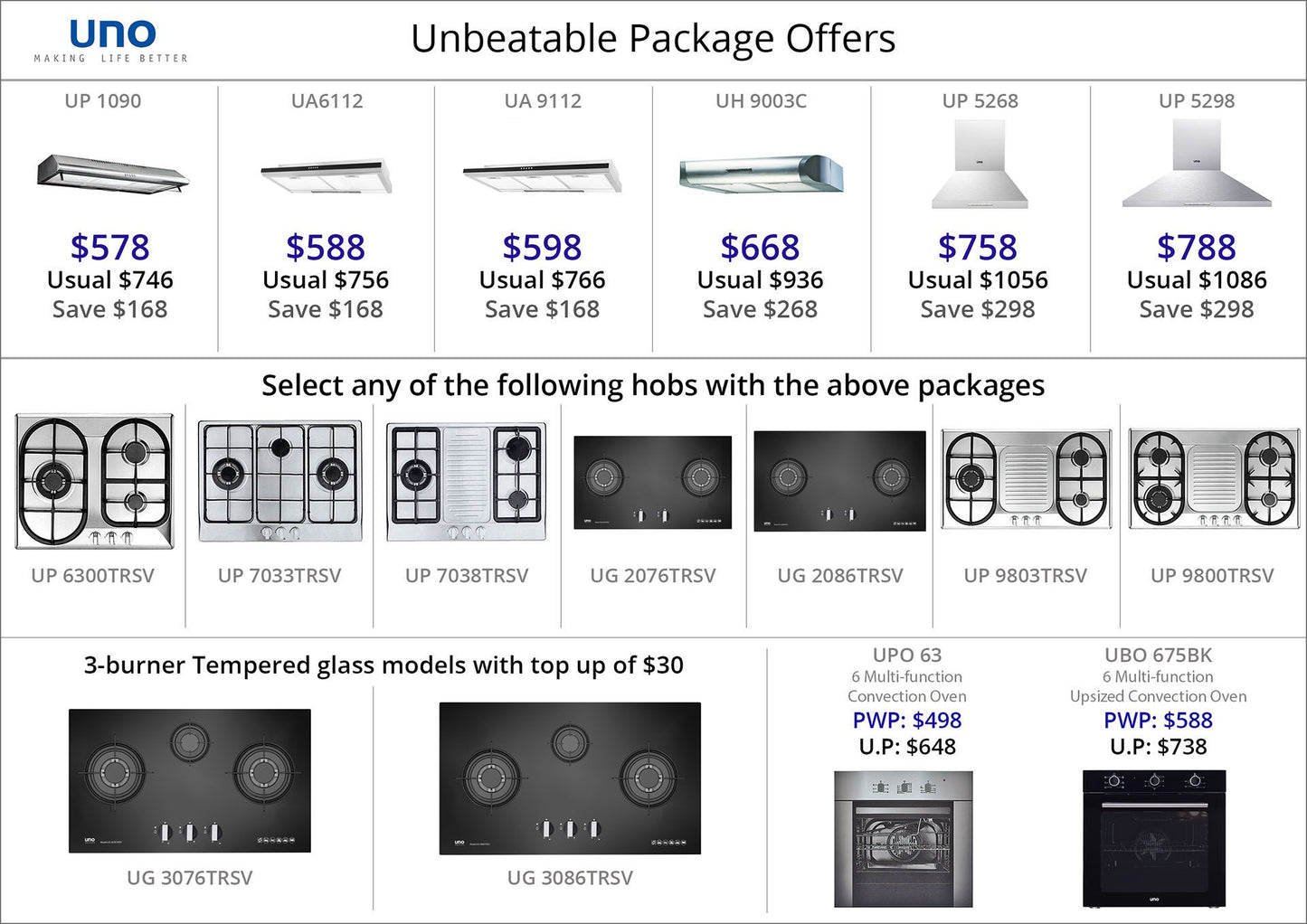 UNO Hob and Hood Package Promotion 2023