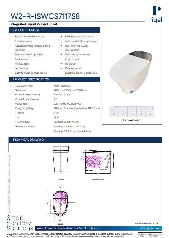 W2-R-ISWCS7117S8 technical drawings, product measurements 