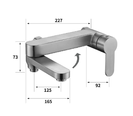 ZAFFIRO PF-5205SS Bath Mixer Measurements