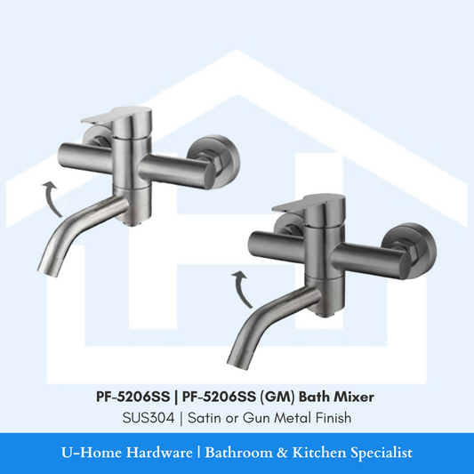 ZAFFIRO PF-5206SS / PF-5206SS(GM) Bath Mixer (SUS304) Satin / Gun Metal Finishing