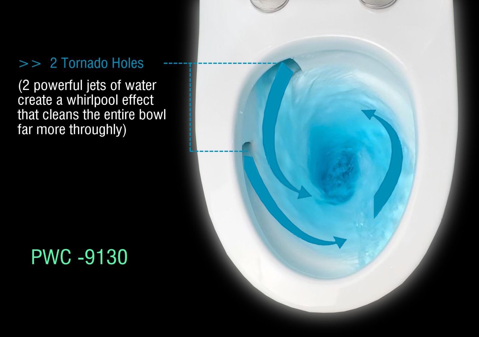 ZAFFIRO PWC-9130 One-Piece Water Closet (Turbo Tornado Flush | Rimless | Anti Bacterial) tornado holes powerful jets water