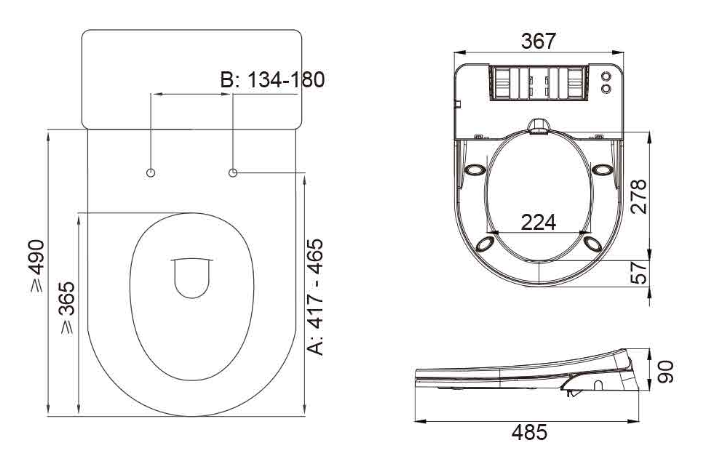 ZAFFIRO PWC-BSU50-UF Bidet Seat Cover (U-Shape) specifications