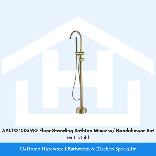 AALTO 1005MG Floor Standing Bathtub Mixer with Handshower Set Matt Gold for Singapore bathroom renovation