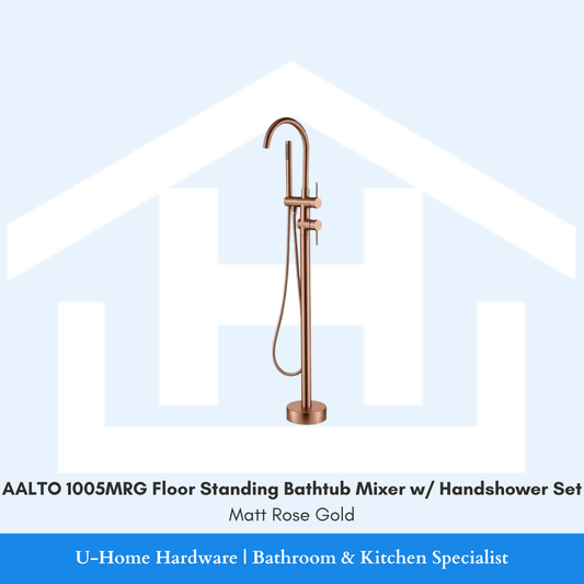 AALTO 1005MRG Floor Standing Bathtub Mixer with Handshower Set Matt Rose Gold for Singapore bathroom renovation