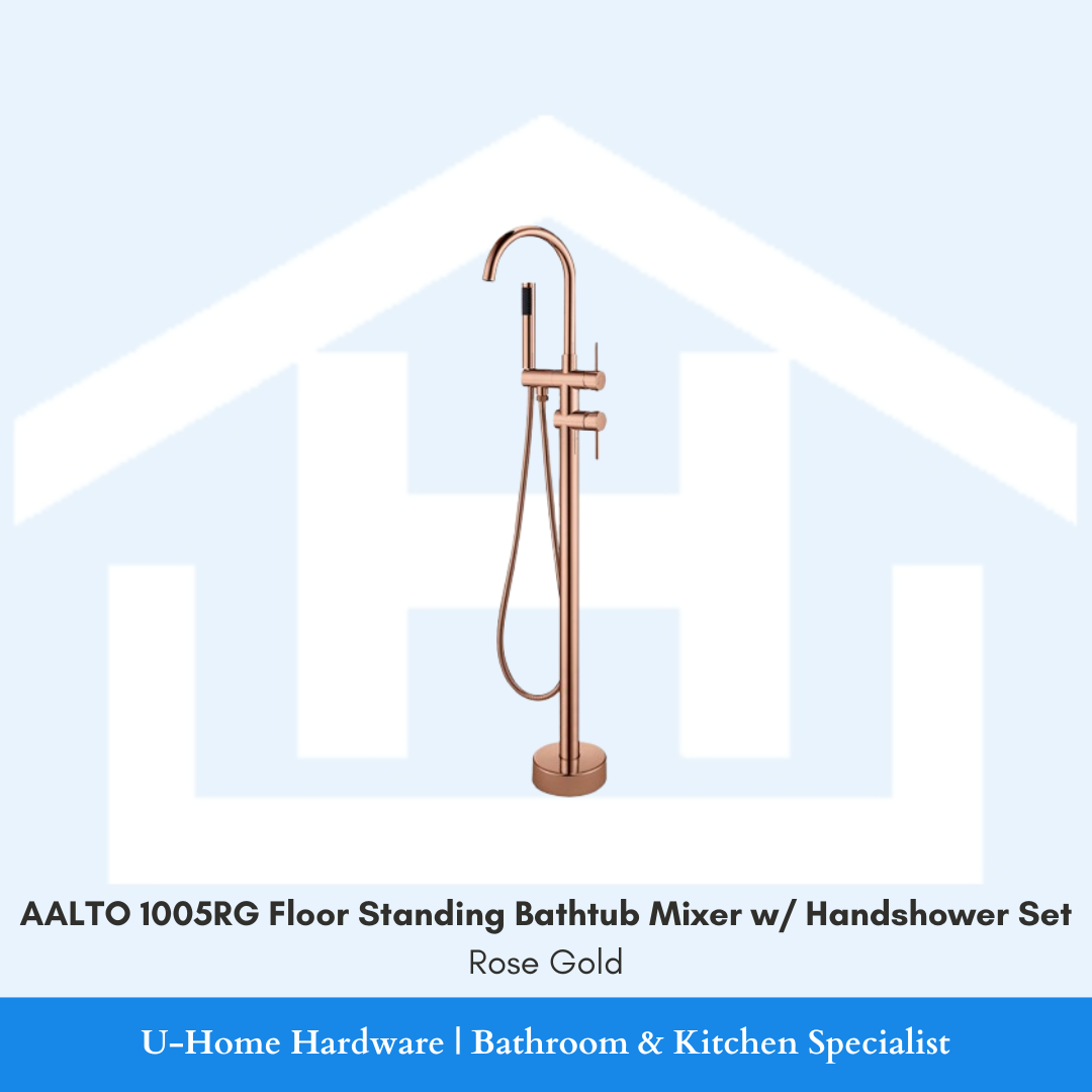 AALTO 1005RG Floor Standing Bathtub Mixer with Handshower Set Rose Gold for Singapore bathroom renovation