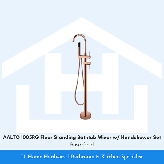 AALTO 1005RG Floor Standing Bathtub Mixer with Handshower Set Rose Gold for Singapore bathroom renovation