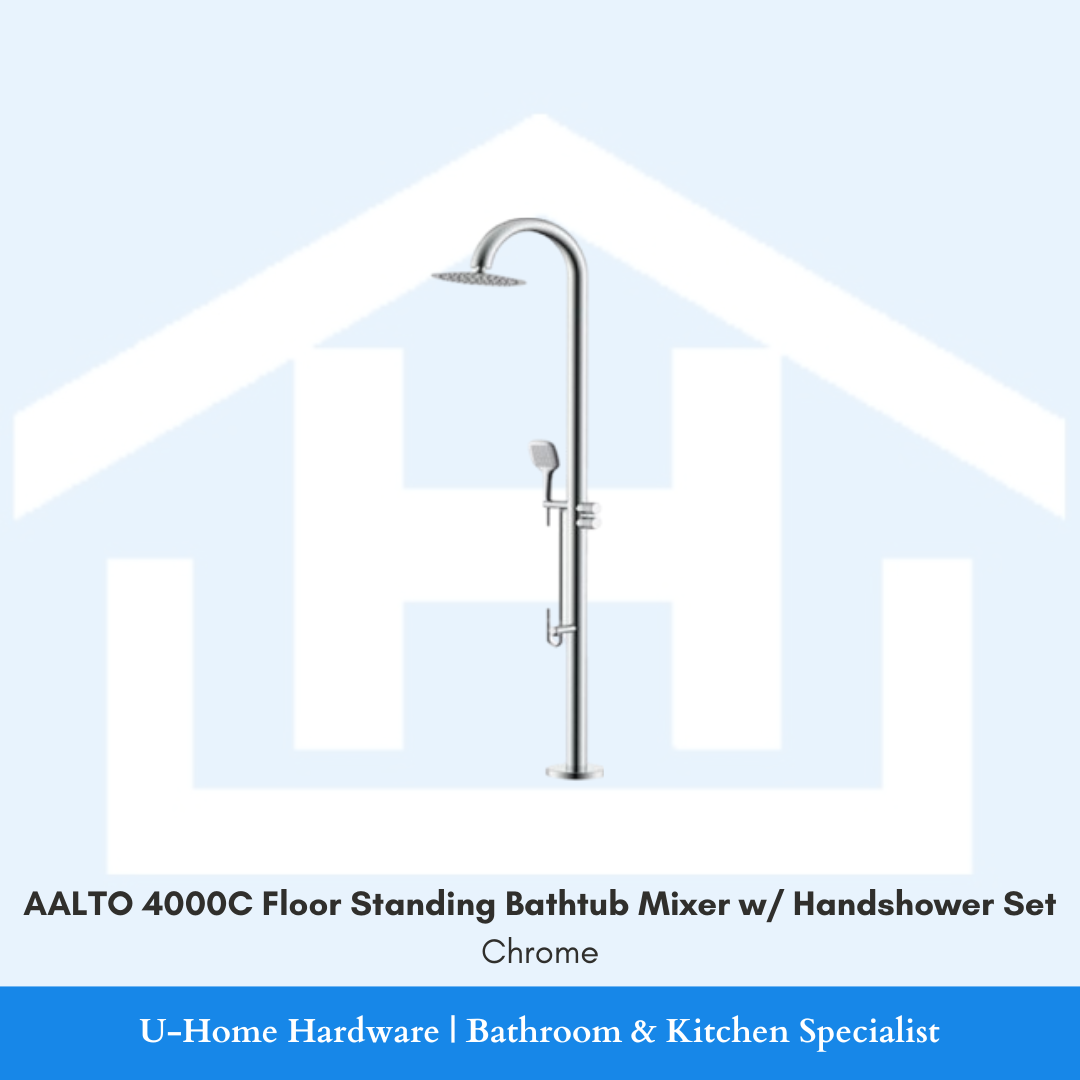 AALTO 4000C Floor Standing Bathtub Mixer with Handshower Set Chrome for Singapore bathroom renovation