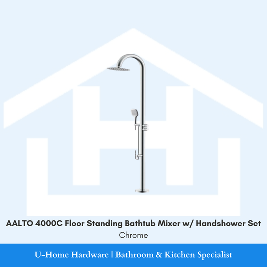AALTO 4000C Floor Standing Bathtub Mixer with Handshower Set Chrome for Singapore bathroom renovation