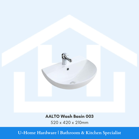 Top-down perspective view of the rectangular white ceramic AALTO Wash Basin 003, showing the 520mm width profile and smoothly contoured interior walls.