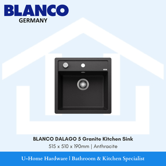 BLANCO DALAGO 5 SILGRANIT Granite Topmount Kitchen Sink with Tap Ledge 515x510x190mm Anthracite for Singapore kitchen renovation