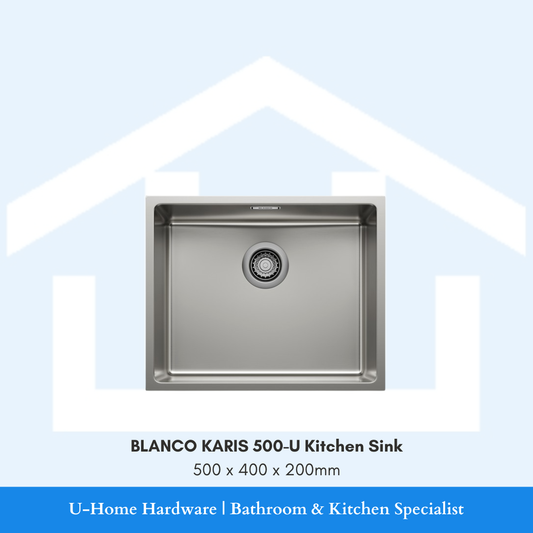BLANCO KARIS 500-U Stainless Steel Undermount Kitchen Sink 500x400x200mm for Singapore kitchen renovation