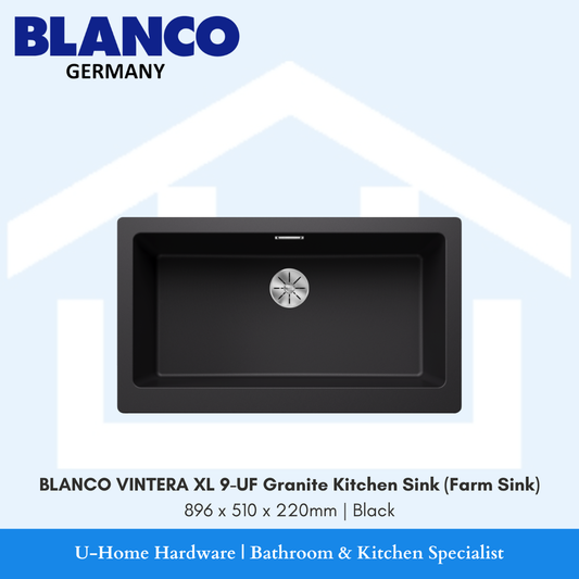 BLANCO VINTERA XL 9-UF SILGRANIT Granite Farmhouse Apron Front Kitchen Sink 896x510x220mm Black for Singapore kitchen renovation