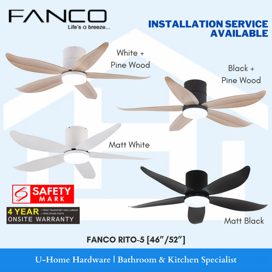 FANCO RITO-5 Ceiling Fan (46"/52") with LED light | WIFI control optional