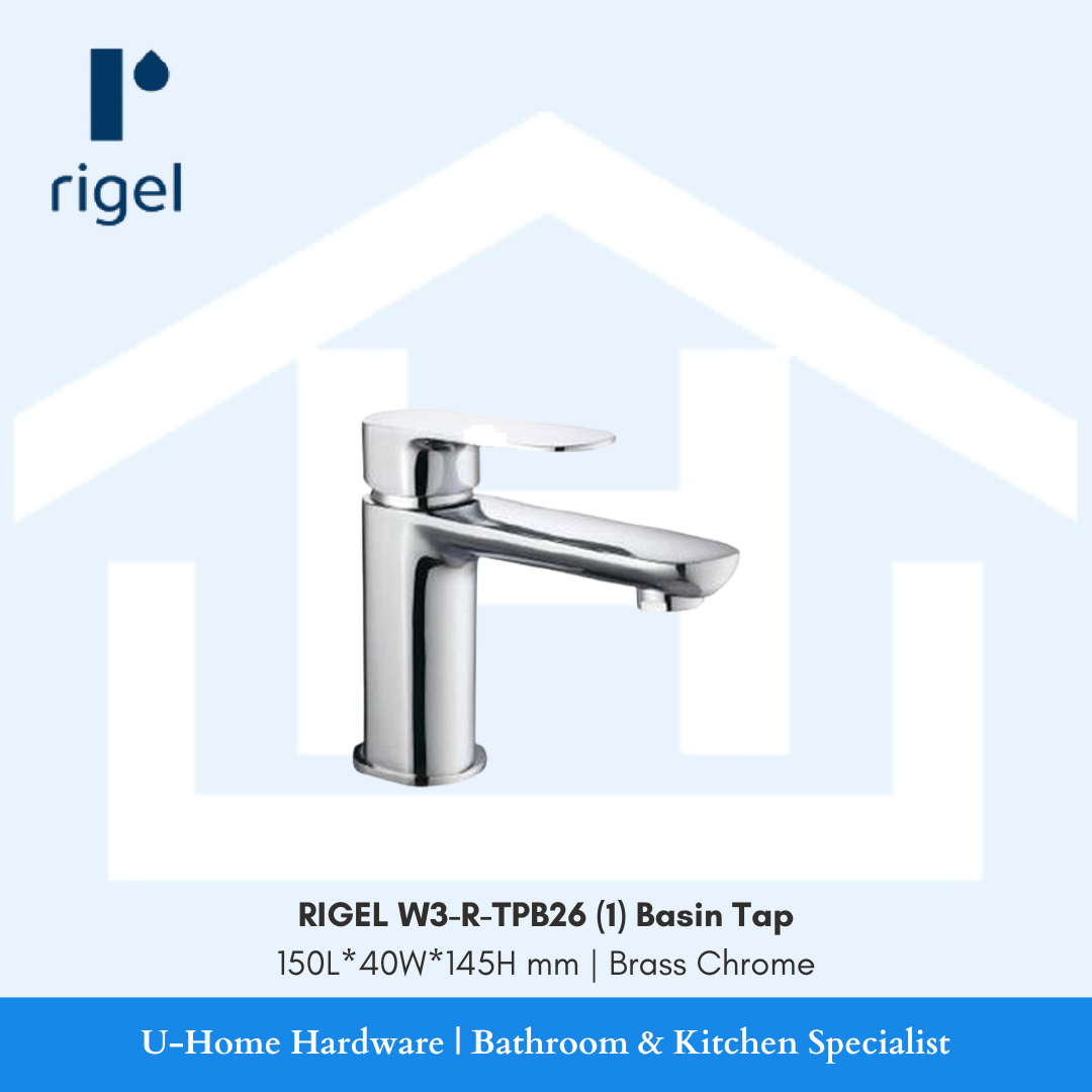 Side angle view of the deck-mounted RIGEL W3-R-TPB26 basin cold tap in polished chrome finish, featuring an ergonomic top lever and splash-free aerator.
