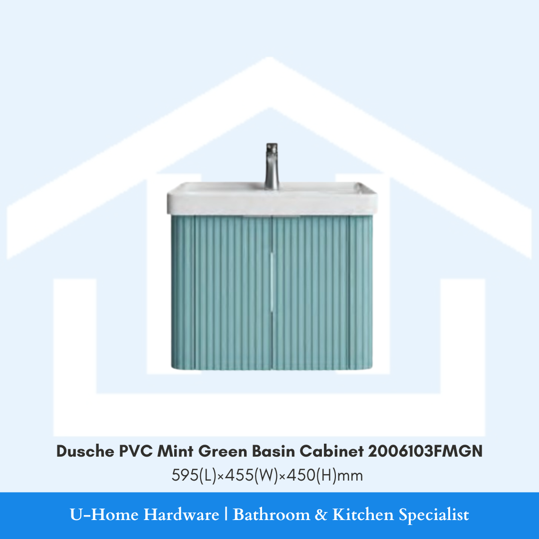 Dusche 2006103FMGN waterproof PVC bathroom cabinet in a refreshing Fluted Mint Green finish.