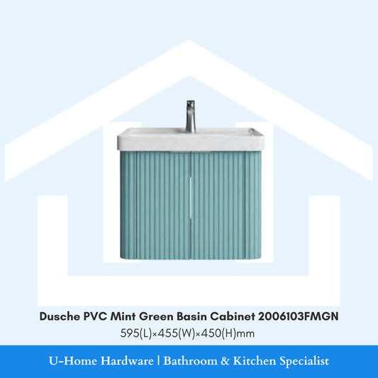 Dusche 2006103FMGN waterproof PVC bathroom cabinet in a refreshing Fluted Mint Green finish.