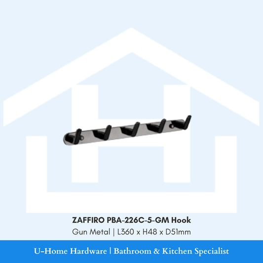 ZAFFIRO PBA-226C-5-GM Hook Gun Metal