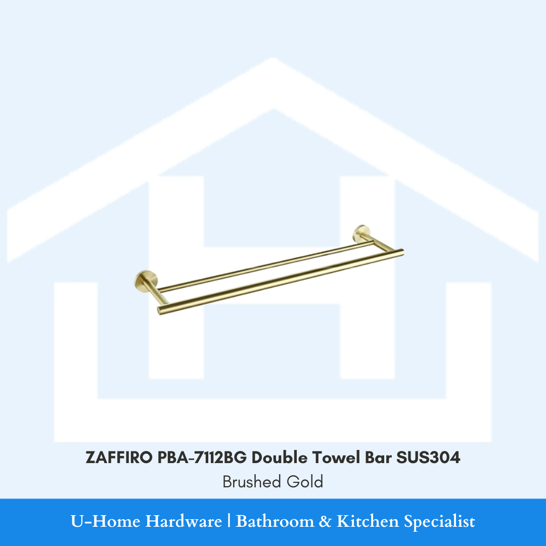 ZAFFIRO PBA-7112BG Double Towel Bar SUS304 Brushed Gold