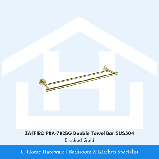 ZAFFIRO PBA-7112BG Double Towel Bar SUS304 Brushed Gold