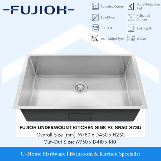 FUJIOH Under-Mount Kitchen Sink FZ-SN50-S73U (780mm)