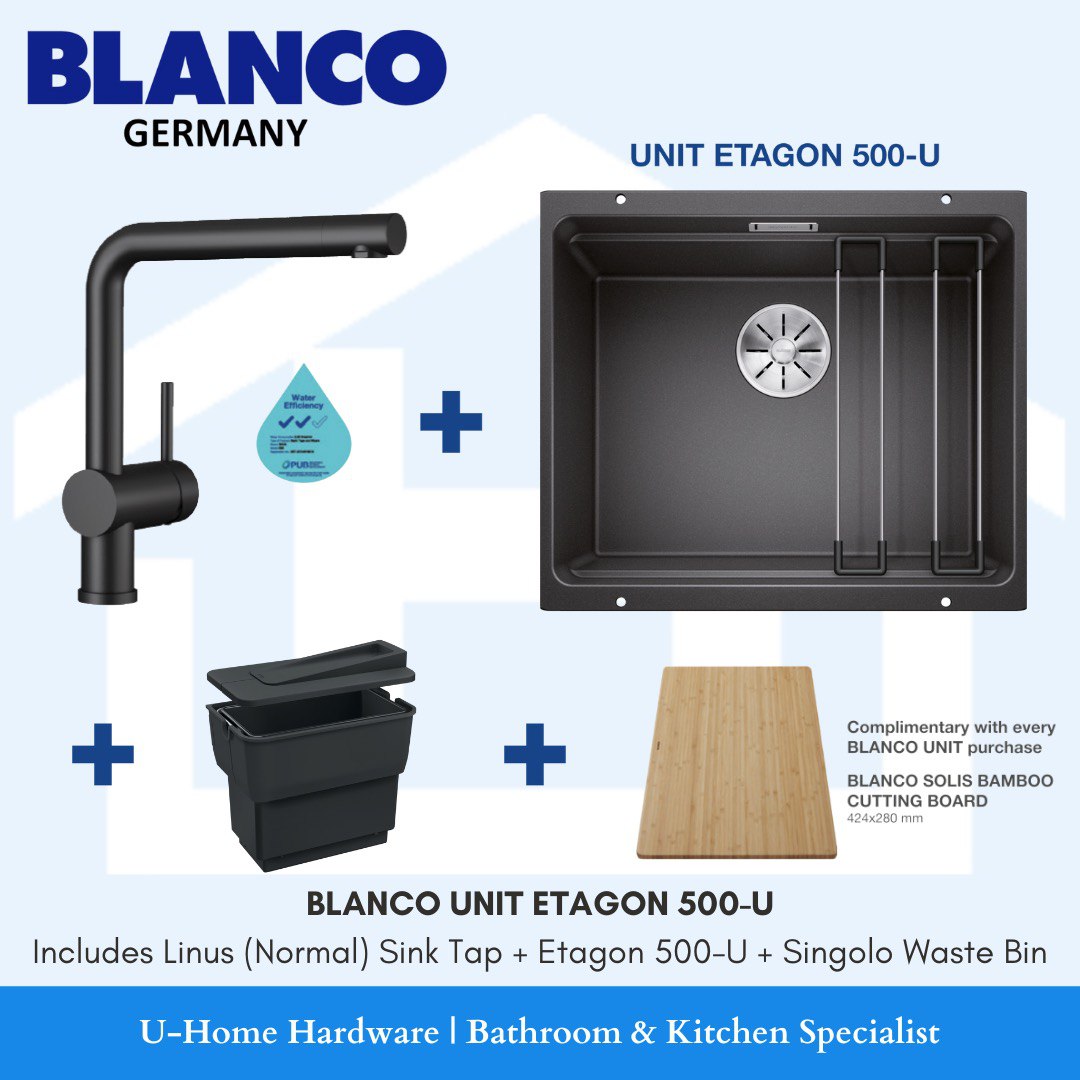 blanco unit etano 500-u sink granite sink etalon 500-u linus sink tao singolo waste bin. kitchen sink singapore. blanco sink tap singapore.